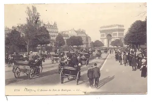 F 75016 PARIS, L'Avenue du Bois de Boulogne, Roues, anime, Louis Levy, 1909