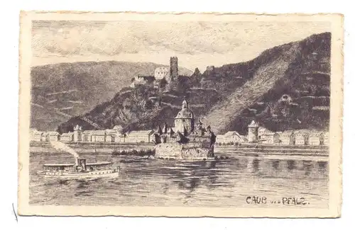 5425 KAUB, Pfalz, Kupferstich-AK