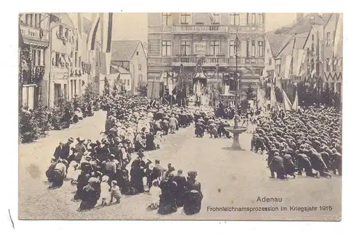 5488 ADENAU, Fronleichnamsprozession 1915 am Hotel Halber Mond