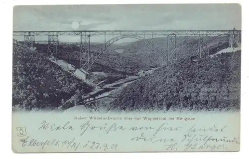 5650 SOLINGEN - SCHABERG, Müngstener Brücke, Mondschein-Karte, 1902