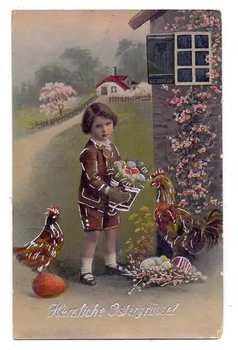 OSTERN - Mädchen mit Hühnern, 1918, Silberprägung