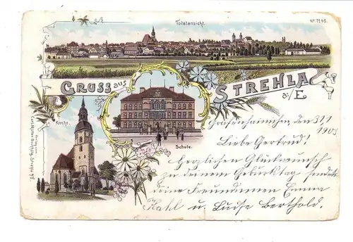 0-8405 STREHLA, Lithographie 1899, kl. Einriss