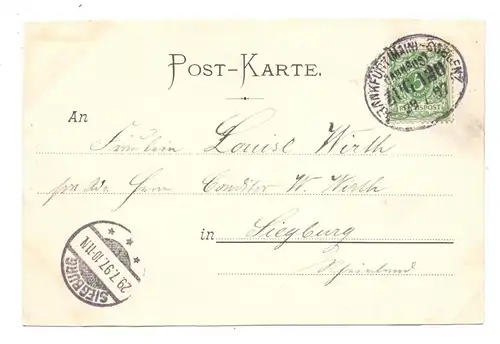 6530 BINGEN, Bingen und Burg Klopp, 1897, Bahnpost Frankfurt - Coblenz