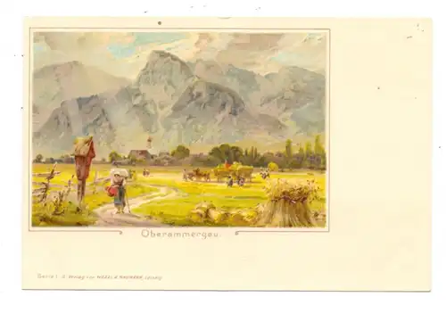8103 OBERAMMERGAU, Künstler-Karte, ca. 1905