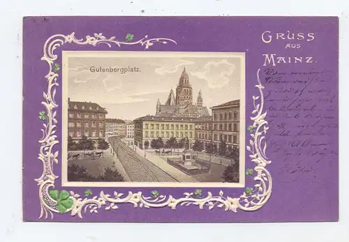 6500 MAINZ, Gutenbergplatz, Präge-Karte, 1900