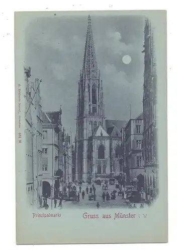 4400 MÜNSTER, Prinzipalmarkt, Mondschein-Karte, ca. 1905, ungeteilte Rückseite