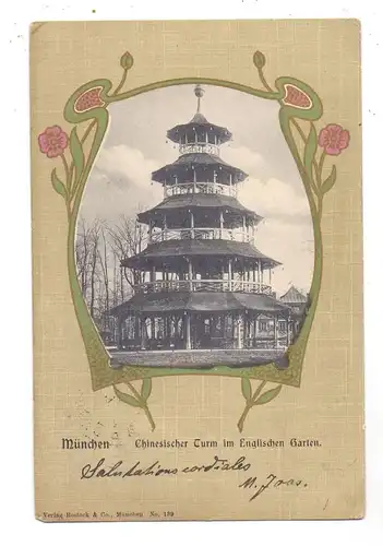 8000 MÜNCHEN, Chinesischer Turm, Englischer Garten, Jugendstilornamente, 1900