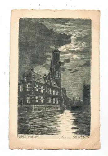 NL - NOORD-HOLLAND - AMSTERDAM, Munttoren, Kupferstich-Karte