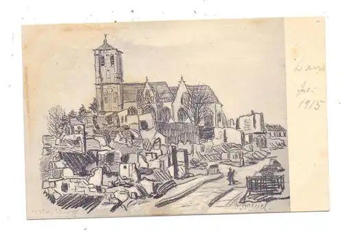 F 02020 LAON, 1. Weltkrieg, Künstler-Karte, 1915