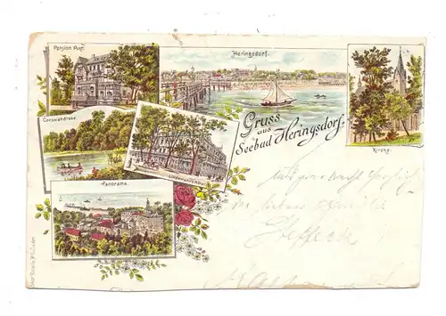 0-2255 HERINGSDORF, Lithographie, 189..., schlechte Erhaltung, Ränder beschnitten