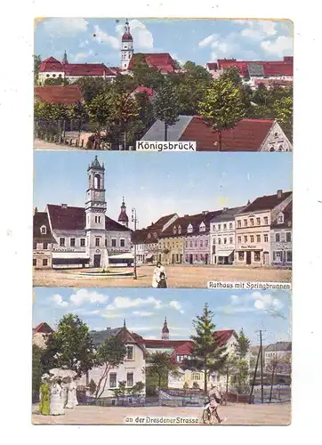 0-8293 KÖNIGSBRÜCK, Panorama, Rathaus mit Springbrunnen, an der Dresdener Strasse