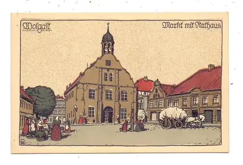 0-2220 WOLGAST, Markt mit Rathaus, Steindruck