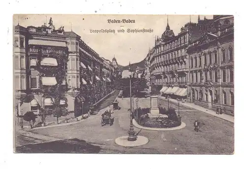 7570 BADEN - BADEN, Leopoldsplatz und Sophienstrasse, Hotel Victoria, 1906