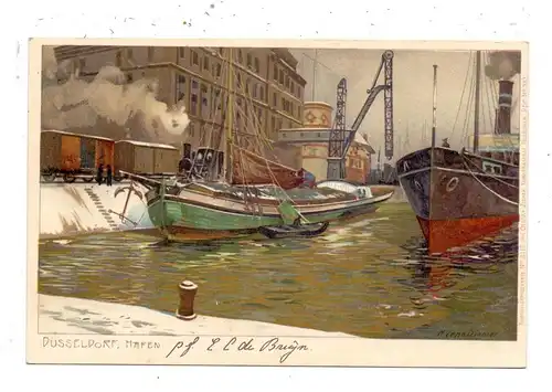 4000 DÜSSELDORF, Hafen, Künstler-Karte Zeno Diemer, 1901