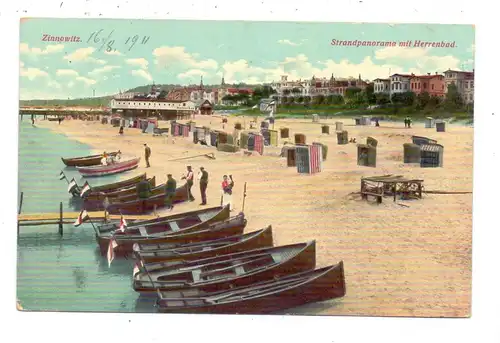 0-2238 ZINNOWITZ, Strandpromenade mit Herrenbad, 1911