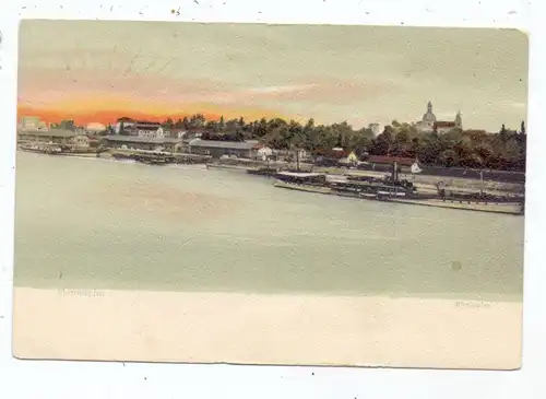 6800 MANNHEIM, Rheinufer, Rheindampfer, ca. 1905