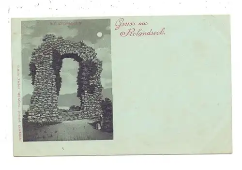 5480 REMAGEN - ROLANDSECK, Rolandsbogen, Mondschein-Karte, ca. 1905