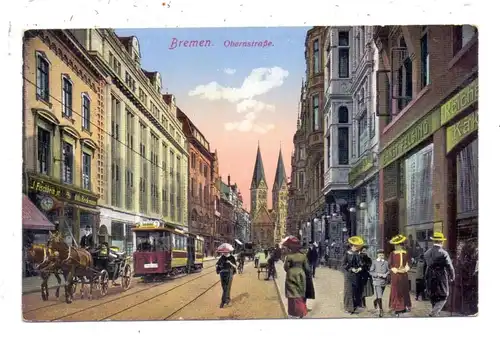 2800 BREMEN, Obernstrasse, Strassenbahn / Tram, Kutsche, 1917