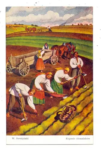 LANDWIRTSCHAFT - Weizenernte, Künstlerkarte Polen