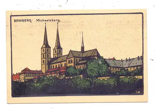 8600 BAMBERG, Michaelsberg, Steindruck, 1918, kl. Druckstelle