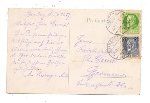 8600 BAMBERG, Totalansicht, bayerische Frankatur, 1917