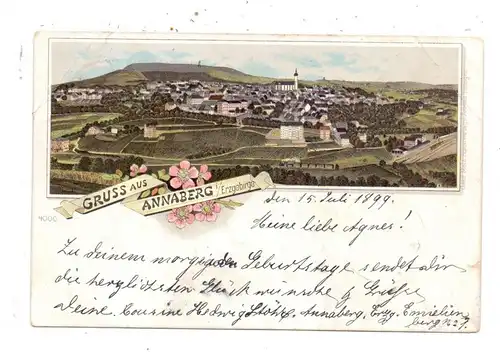 0-9300 ANNABERG - BUCHHOLZ, Lithographie, Gesamtansicht, 1899