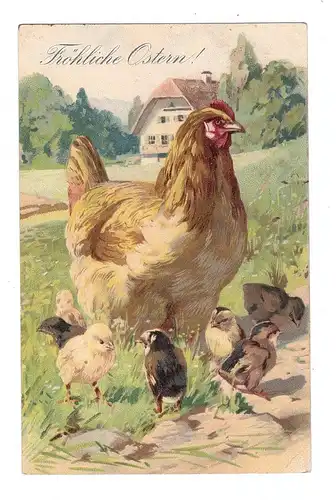 OSTERN - Huhn mit Küken, 1906, kl. Knick
