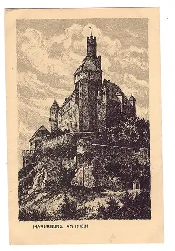 5423 BRAUBACH, Marksburg, Gesamtansicht, Künstler-Karte, Jander-Berlin