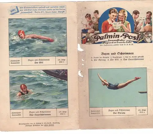 SPORT - SCHWIMMEN - 3 PALMIN - Sammelbilder im Original Sammelblatt