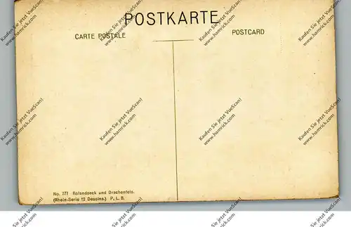 5480 REMAGEN, Blick auf Rolandsbogen und das Siebengebirge, Künstler-Karte R.Heilinger