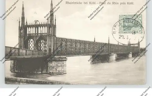 7640 KEHL, Rheinbrücke, Bahnpost Basel - Luxemburg, Zug 3, 1912