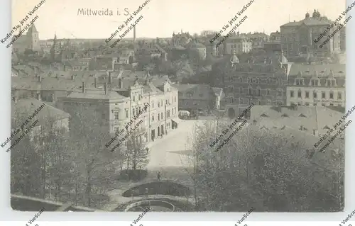 0-9250 MITTWEIDA, Blick auf die Stadt, Hotel Stadt Chemnitz, 1907