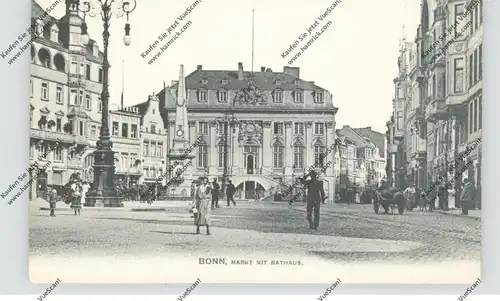5300 BONN, Markt mit Rathaus, belebte Szene, 1906