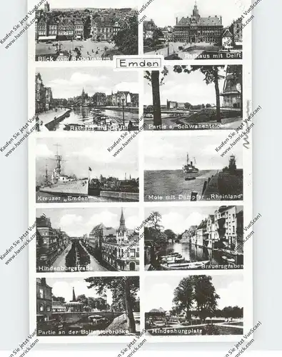 2970 EMDEN, Mehrbild-AK 1941, Hindenburgstrasse, Kreuzer "Emden", Dampfer "Rheinland"....