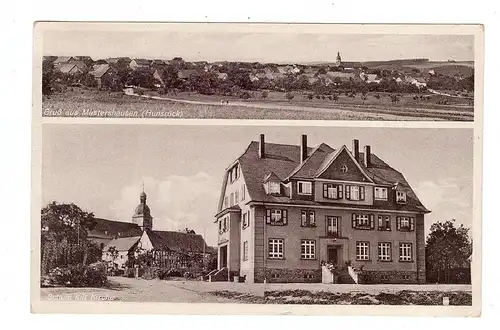 5448 KASTELLAUN - MASTERSHAUSEN, Schule mit Kirche, Gesamtansicht, 1941
