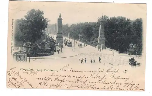 7000 STUTTGART - BAD CANNSTATT, König Karl-Brücke, Strassenbahn, animierte Szene, 1898
