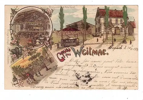 4630 BOCHUM - WEITMAR, Lithographie, Restauration Rotermund, Strassenbahn, 1903