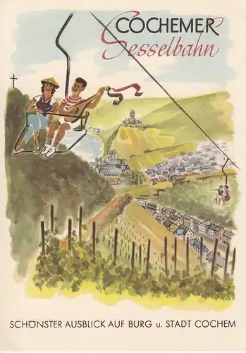 5590 COCHEM; Werbekarte Cochemer Sesselbahn, 50er/60 - Jahre - telesiege - chairlift