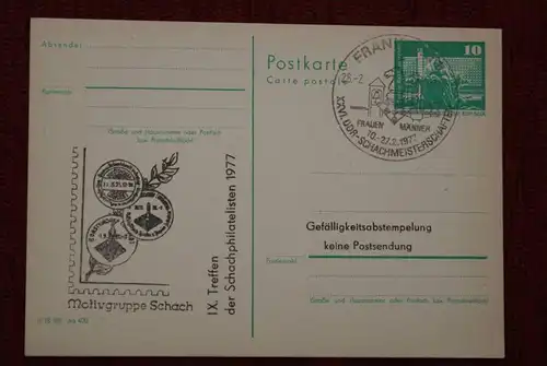 SPORT - SCHACH, IX.Treffen der Schachphilatelisten 1977 - Ganzsache - Postal Stationery
