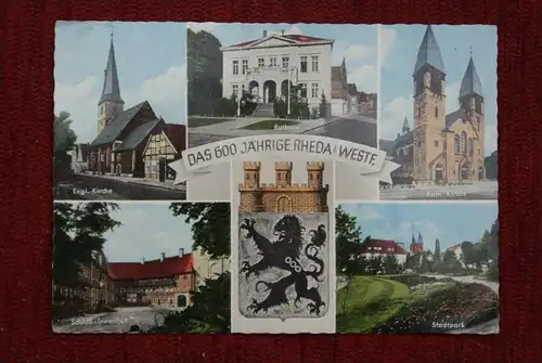 4840 RHEDA - WIEDENBRÜCK, 5-Bild-Karte & Stadtwappen, 196..