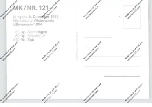SPORT - Wintersport - Skillaufen - Slalom, Maximum-Karte, Liechtenstein zu Olympiade 1994 Lillehammer