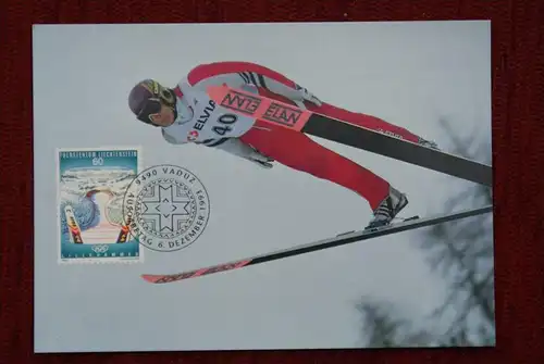 SPORT - Wintersport - Skispringen,Maximum-Karte, Liechtenstein zur Olympiade 1994 Lillehammer