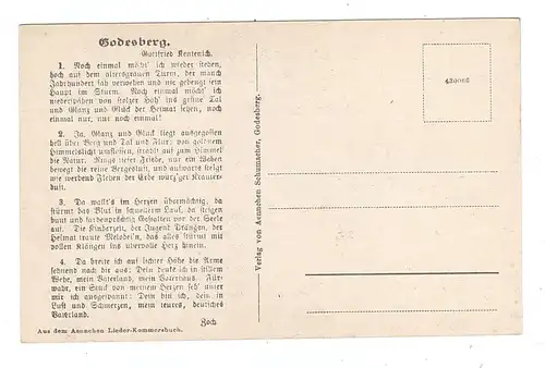5300 BONN - BAD GODESBERG, Restauration von Schumacher, Lindengarten, Blick auf die Godesburg, Liedtext Kentenich
