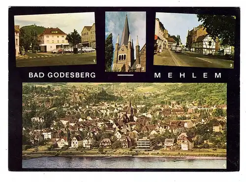 5300 BONN - BAD GODESBERG - MEHLEM, Marktplatz, Mainzer Strasse, St. Severin, Blick v. Rhein