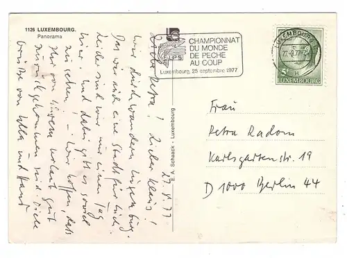SPORT - ANGELN, Weltmeisterschaften 1977 Luxemburg, Sonderstempel