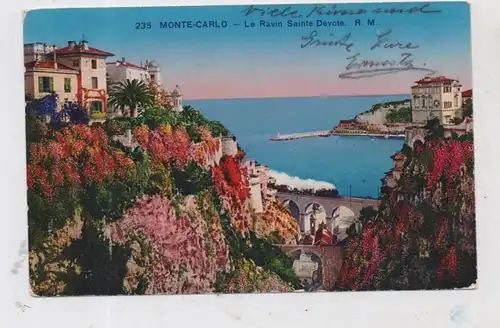 MONACO - MONTE CARLO, Le Ravin Sainte Devote, Eisenbahn, 1931