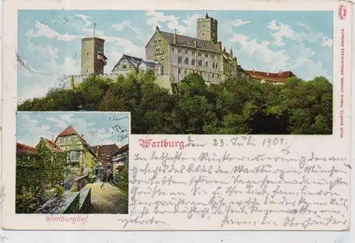 0-5900 EISENACH, Wartburg / Wartburghof, 1901, WARTBURG-Poststempel