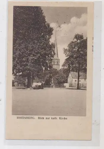 4134 RHEINBERG, Blick zur katholischen Kirche, 1919, belg. Militärpost