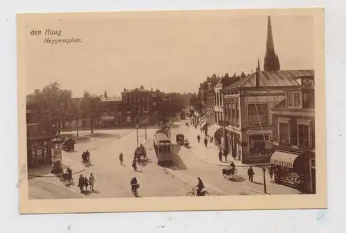 ZUID-HOLLAND - DEN HAAG, Huygensplein, Tram, veel fietsen, 1923