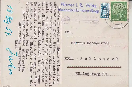 5230 ALTENKIRCHEN - HILGENROTH, Postgeschichte, Landpoststempel: 22b Hilgenroth über Hamm (Sieg)